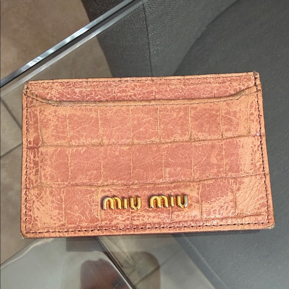 🤗 SOLD 🤗 Miu Miu Textured Peach Card Holder